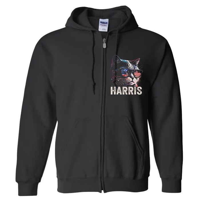 Kamala Harris For President 2024 Funny Cat Graphic Full Zip Hoodie