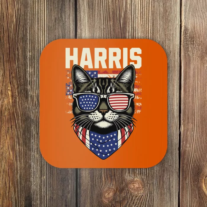 Kamala Harris For President 2024 Funny Cat Graphic Coaster