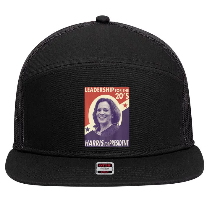 Kamala Harris For President 2024 Harris Retro Vintage Poster 7 Panel Mesh Trucker Snapback Hat