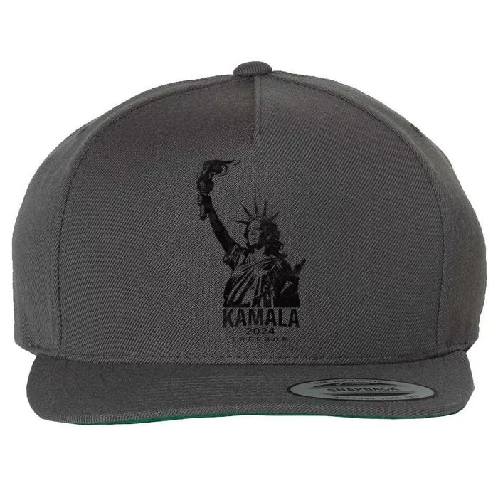 Kamala Harris For Freedom 2024 Campaign Lady Liberty Torch Wool Snapback Cap