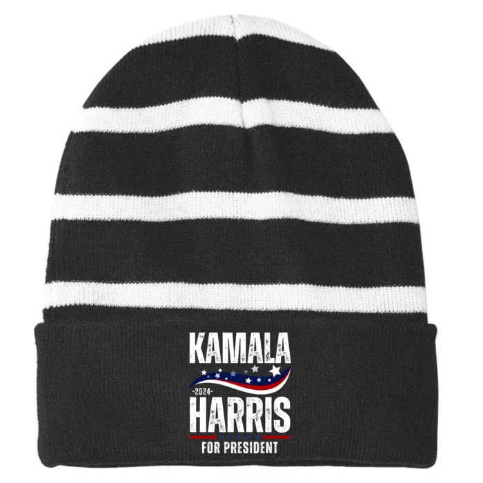 Kamala Harris For President Striped Beanie with Solid Band