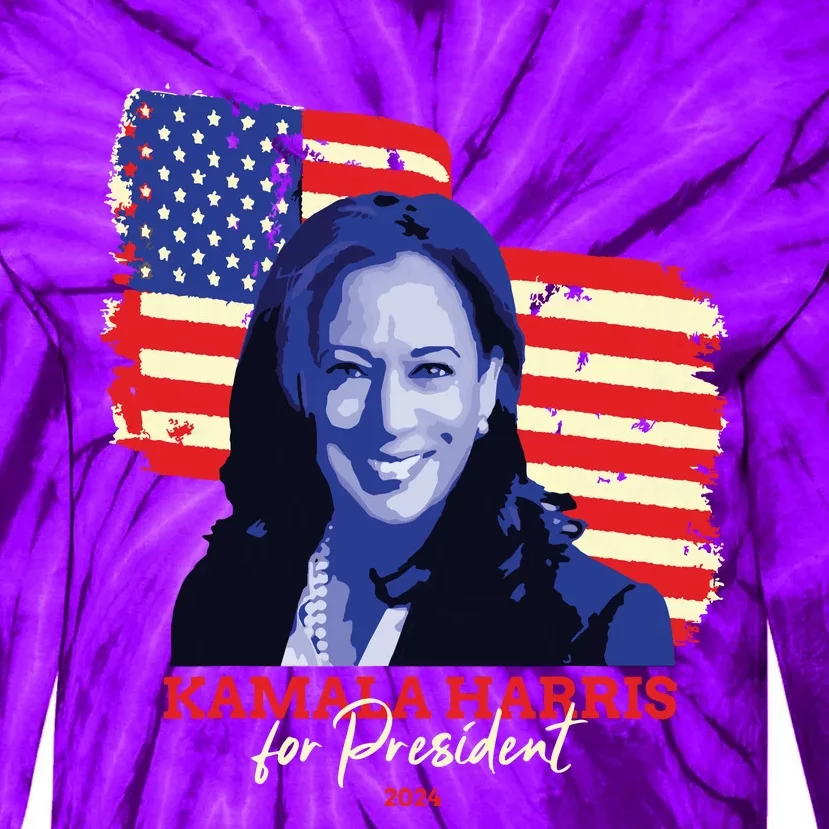 Kamala Harris For President 2024 Madam Vice President Tie-Dye Long Sleeve Shirt