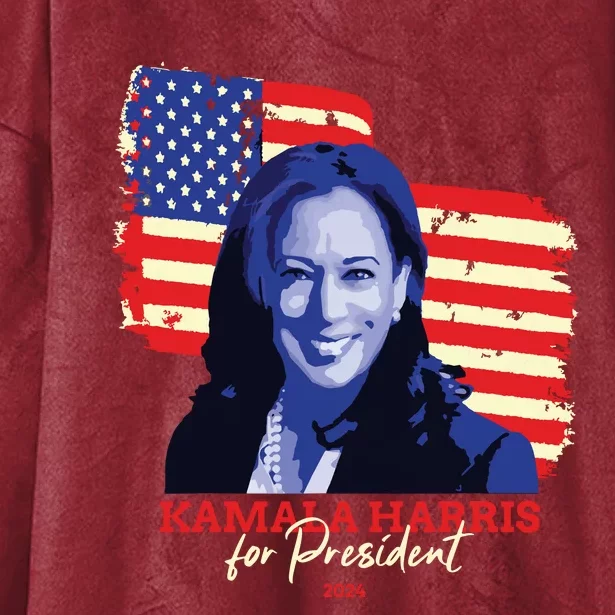 Kamala Harris For President 2024 Madam Vice President Hooded Wearable Blanket