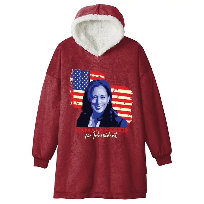 Kamala Harris For President 2024 Madam Vice President Hooded Wearable Blanket