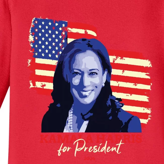 Kamala Harris For President 2024 Madam Vice President Baby Long Sleeve Bodysuit