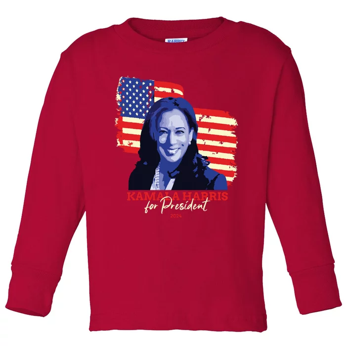 Kamala Harris For President 2024 Madam Vice President Toddler Long Sleeve Shirt