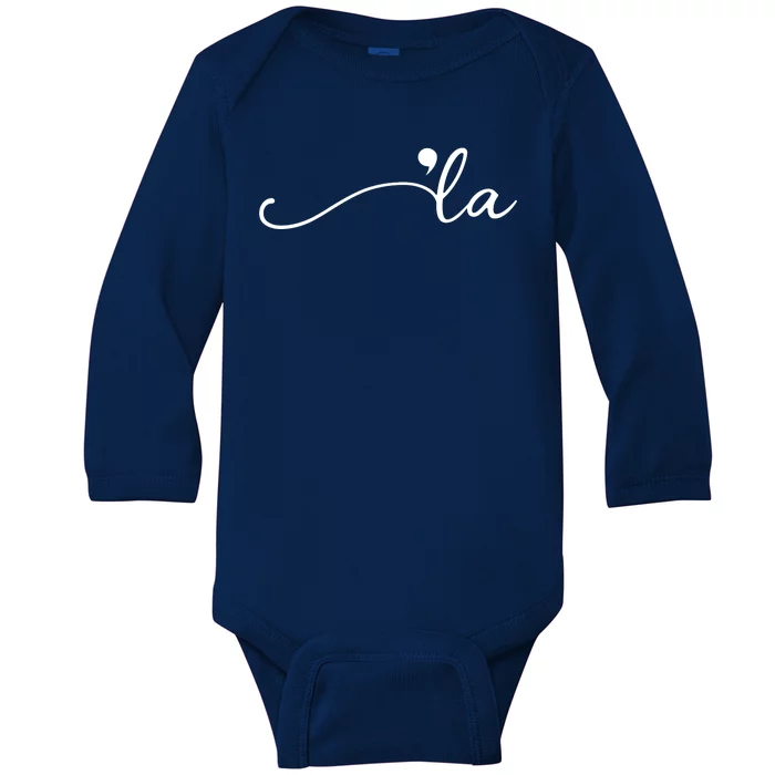 Kamala Harris Funny Comma La Eleciton Baby Long Sleeve Bodysuit