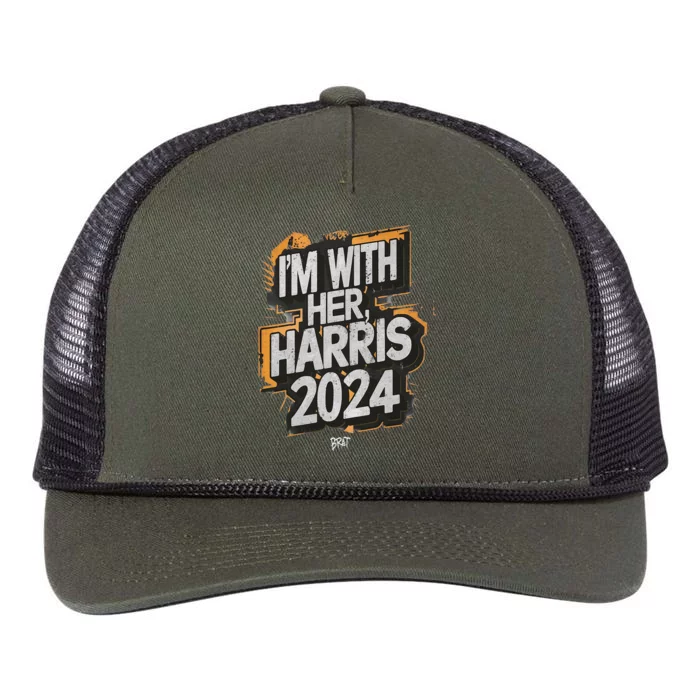 Kamala Harris For President 2024 Not Going Back Retro Rope Trucker Hat Cap