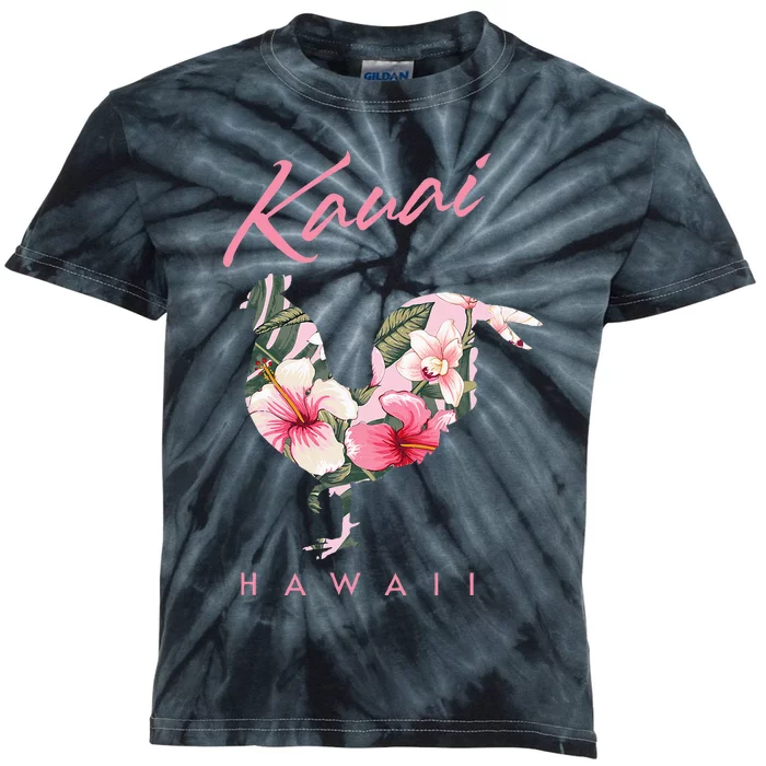 Kauai Hawaii Flower Hibiscus Chicken Lover Souvenir Kids Tie-Dye T-Shirt