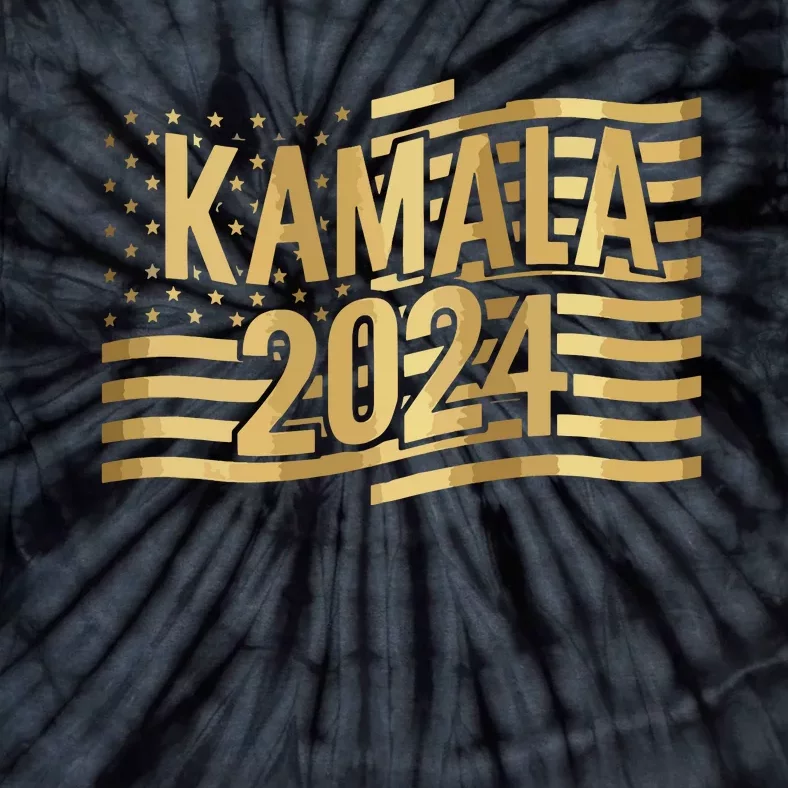 Kamala Harris For President 2024 Gold Flag And Kamala Text Tie-Dye T-Shirt