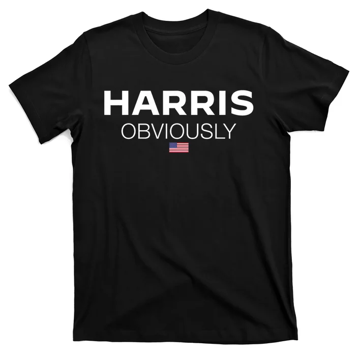 Kamala Harris For President 2024 Harris Obviously Usa Flag T-Shirt