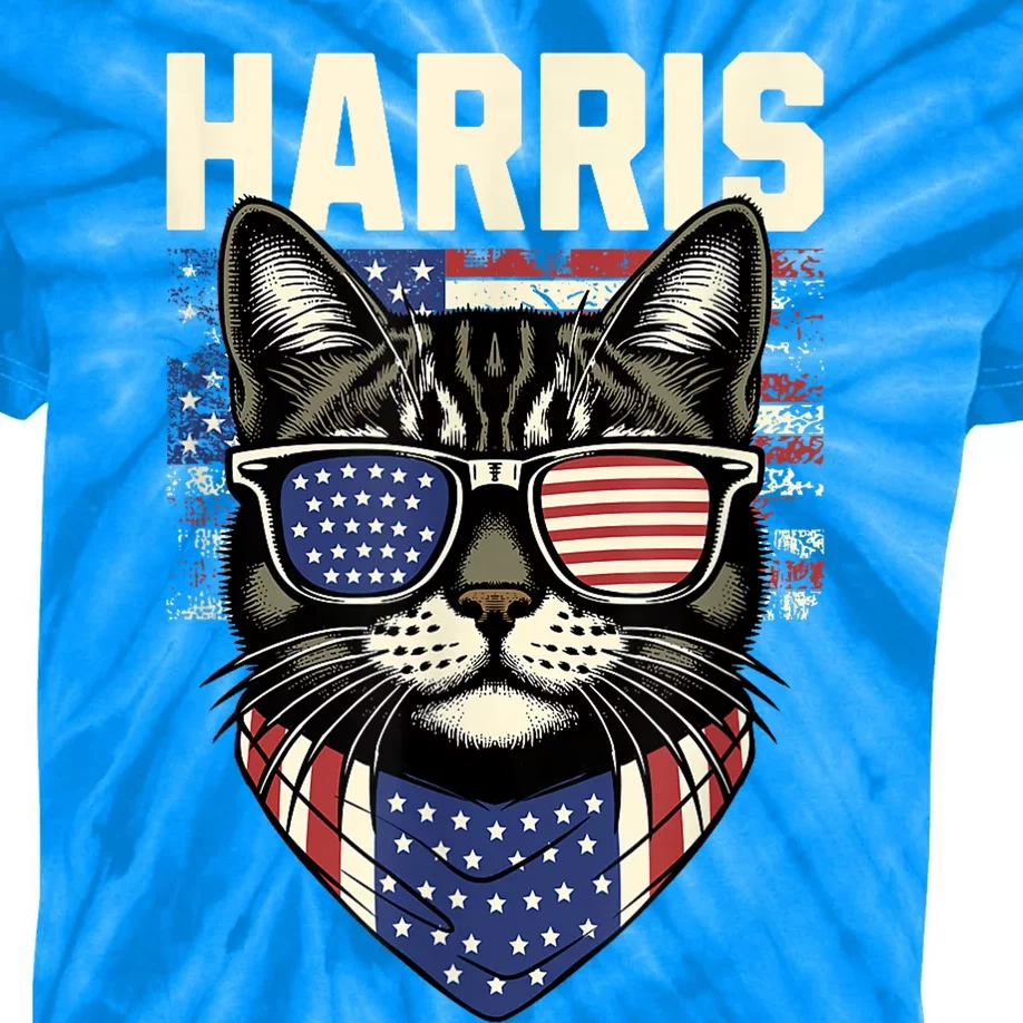 Kamala Harris For President 2024 Funny Cat Lady Graphic Kids Tie-Dye T-Shirt