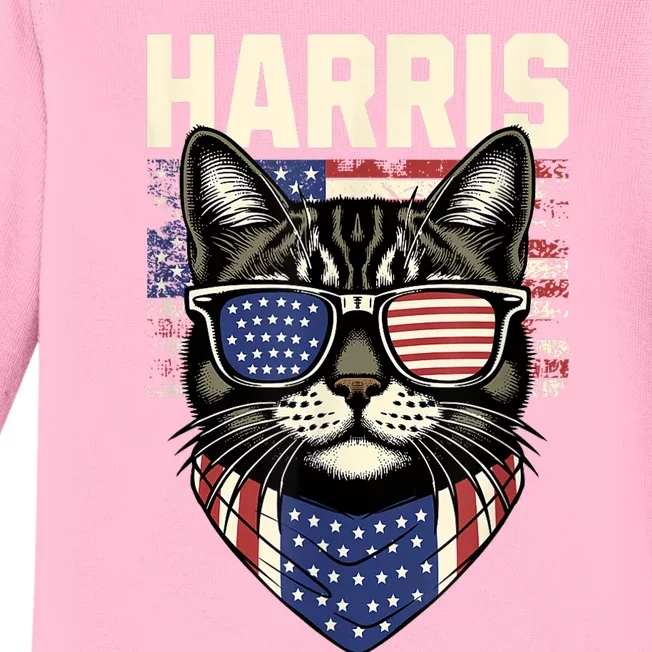 Kamala Harris For President 2024 Funny Cat Lady Graphic Baby Long Sleeve Bodysuit