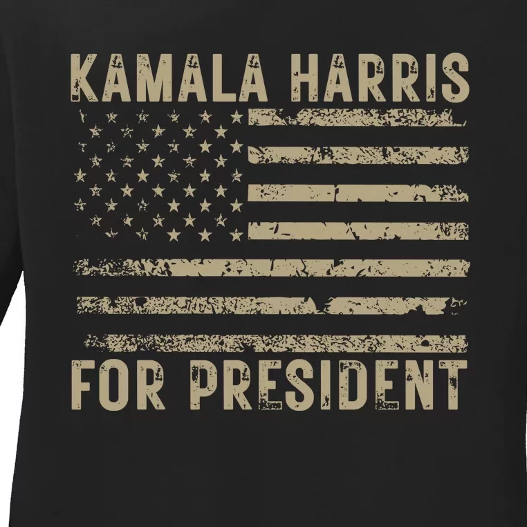 Kamala Harris For President 2024 Election Ladies Long Sleeve Shirt