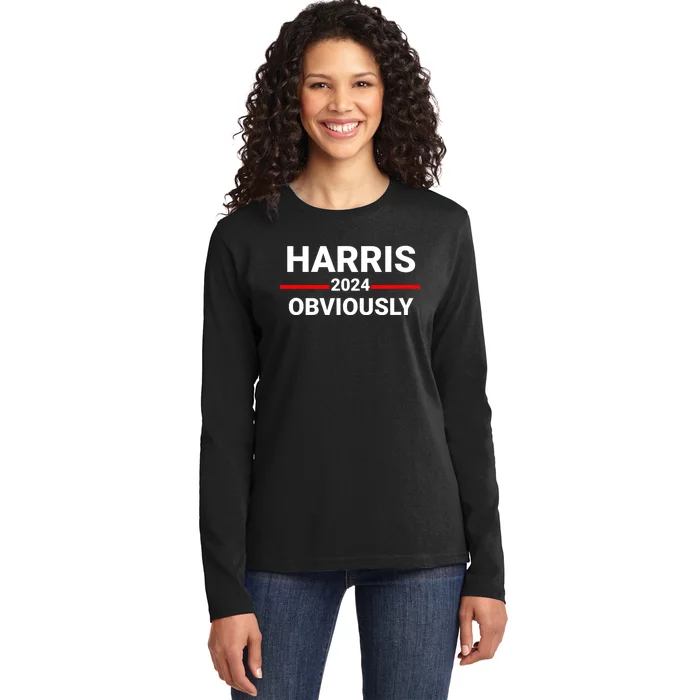 Kamala Harris For President Obviously Harris 2024 Obviously Ladies Long Sleeve Shirt