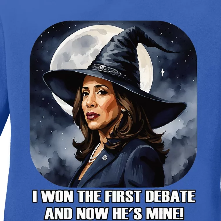 Kamala Harris Funny Debate Election 2024 Won Witch Spell Ladies Long Sleeve Shirt