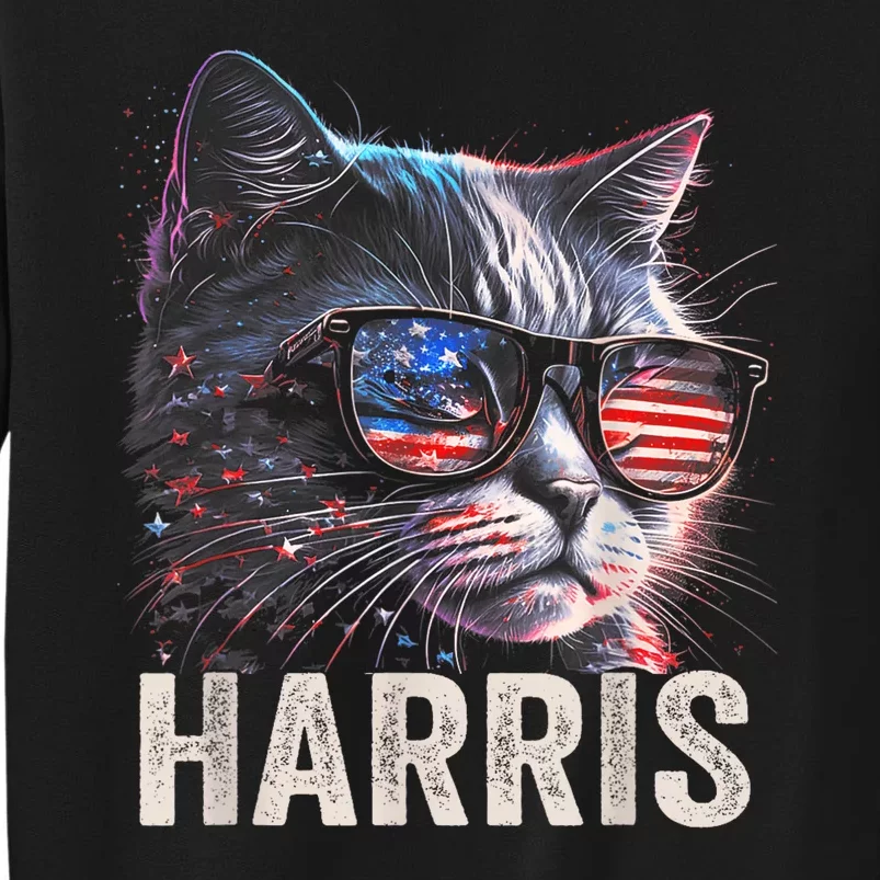 Kamala Harris For President 2024 Funny Cat Graphic Tall Sweatshirt