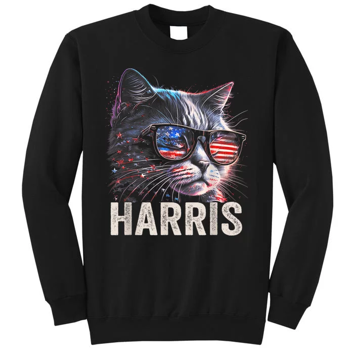 Kamala Harris For President 2024 Funny Cat Graphic Tall Sweatshirt