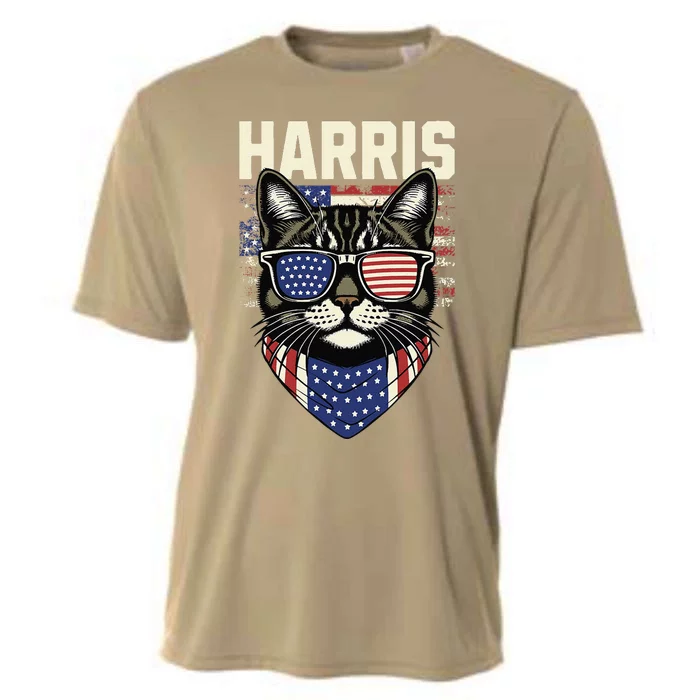 Kamala Harris For President 2024 Funny Cat Cooling Performance Crew T-Shirt