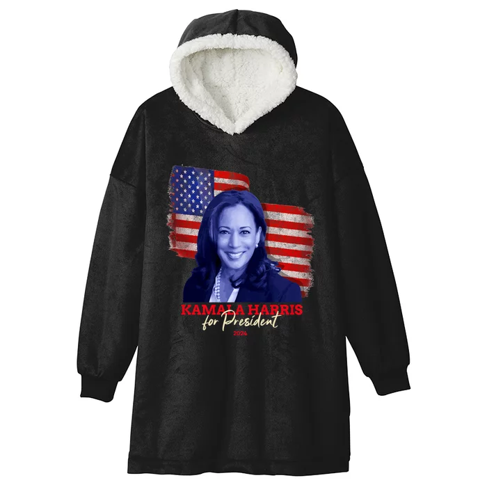 Kamala Harris For President 2024 Madam Vice President Hooded Wearable Blanket