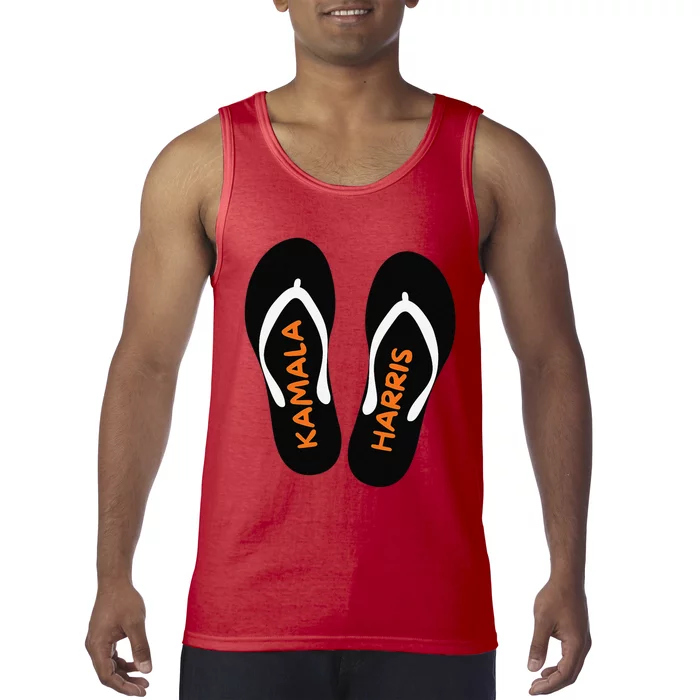 Kamala Harris Flip Flops Policy Illustration Usa Elections Tank Top