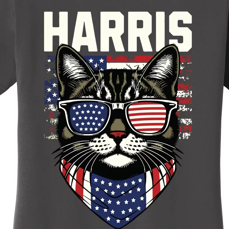 Kamala Harris For President 2024 Funny Cat Graphic Women's T-Shirt