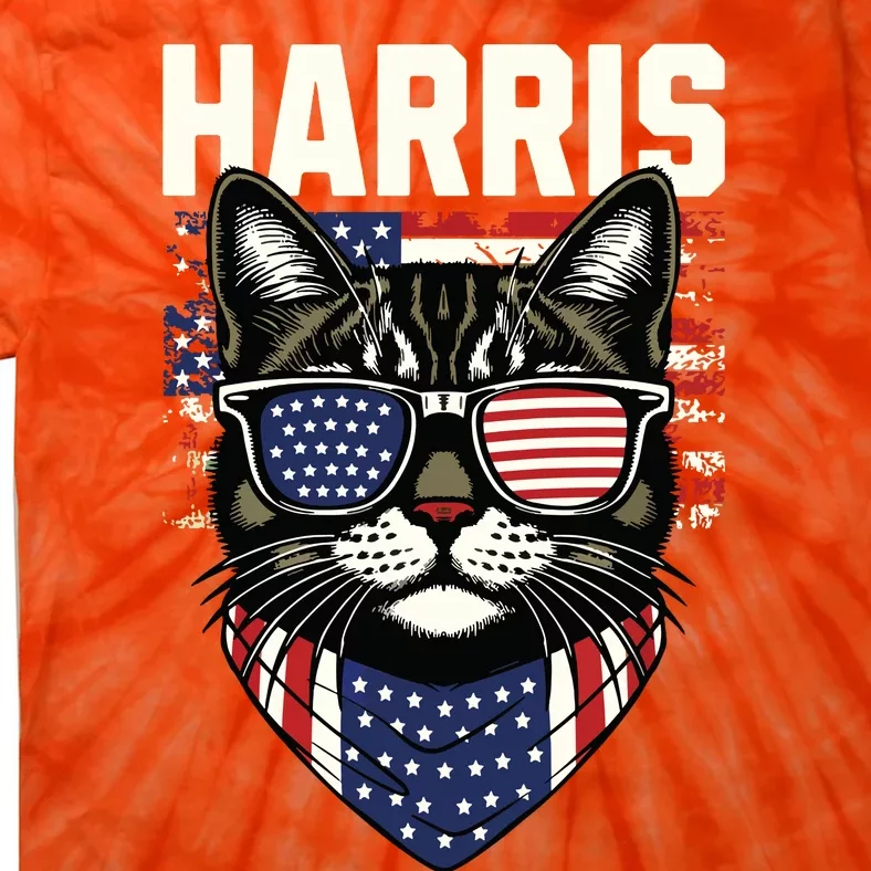 Kamala Harris For President 2024 Funny Cat Graphic Tie-Dye T-Shirt