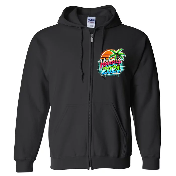 Kamala Harris Graffiti Coconut Tree Political Fashion Full Zip Hoodie