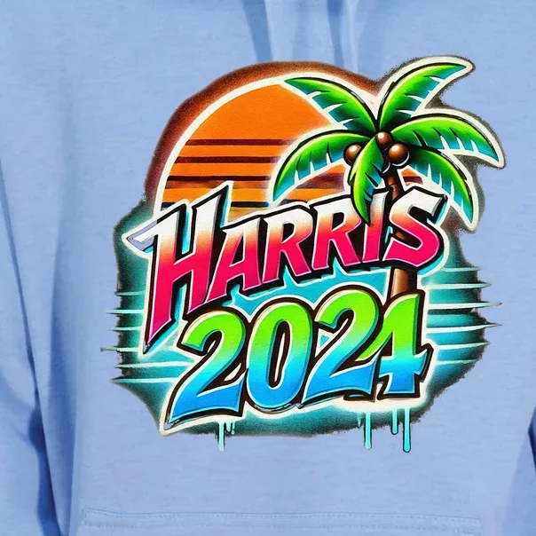 Kamala Harris Graffiti Coconut Tree Political Fashion Unisex Surf Hoodie