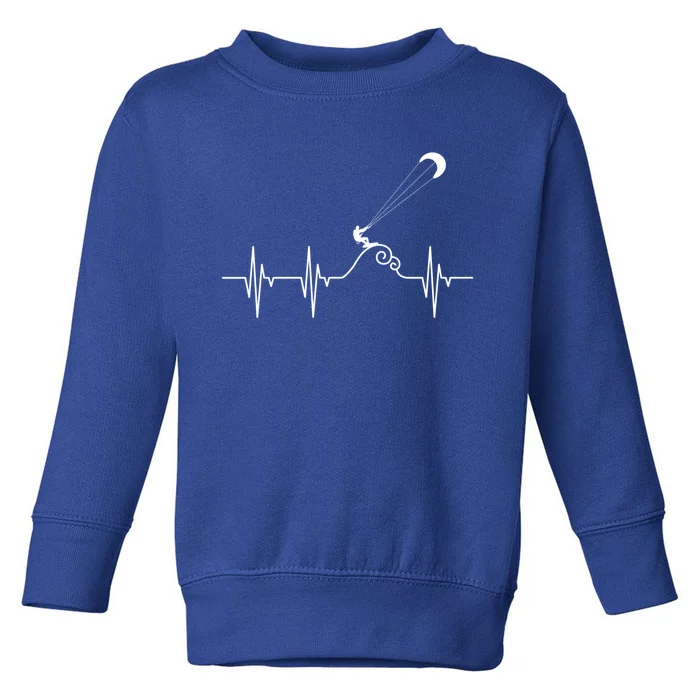 Kitesurfer Heartbeat Gift Kiteboard Kite Surfing Kiteboarding Gift Toddler Sweatshirt