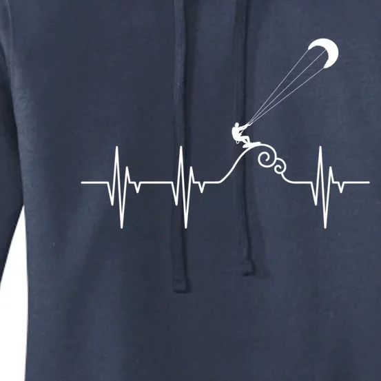 Kitesurfer Heartbeat Gift Kiteboard Kite Surfing Kiteboarding Gift Women's Pullover Hoodie