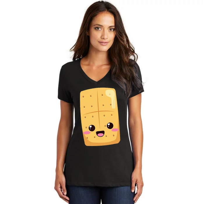 Kawaii Halloween Group Costume Party Smores Graham Cracker Women's V-Neck T-Shirt