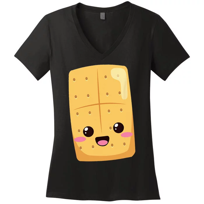 Kawaii Halloween Group Costume Party Smores Graham Cracker Women's V-Neck T-Shirt