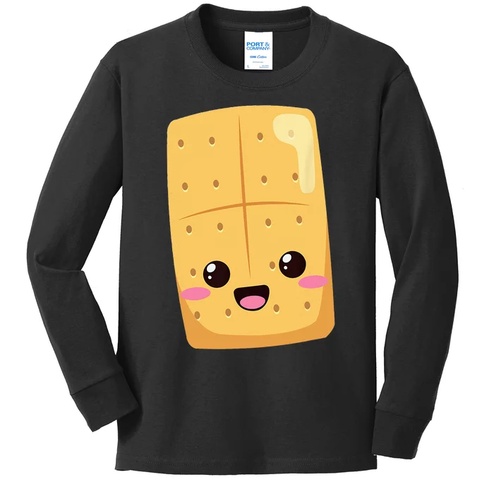 Kawaii Halloween Group Costume Party Smores Graham Cracker Kids Long Sleeve Shirt