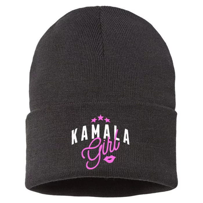 Kamala Harris Girl Vintage Feminine First Female President Sustainable Knit Beanie