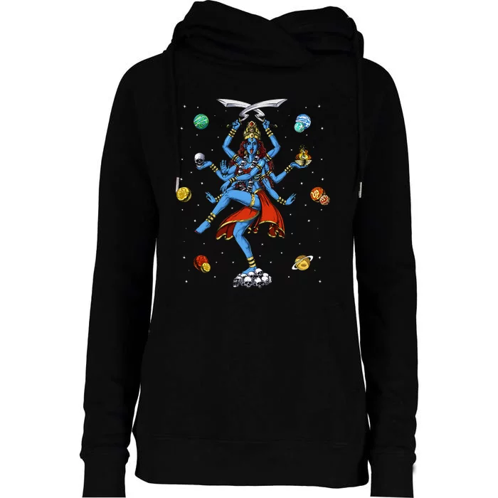 Kali Hindu Goddess Hinduism Deity God Spiritual Zen Yoga Womens Funnel Neck Pullover Hood