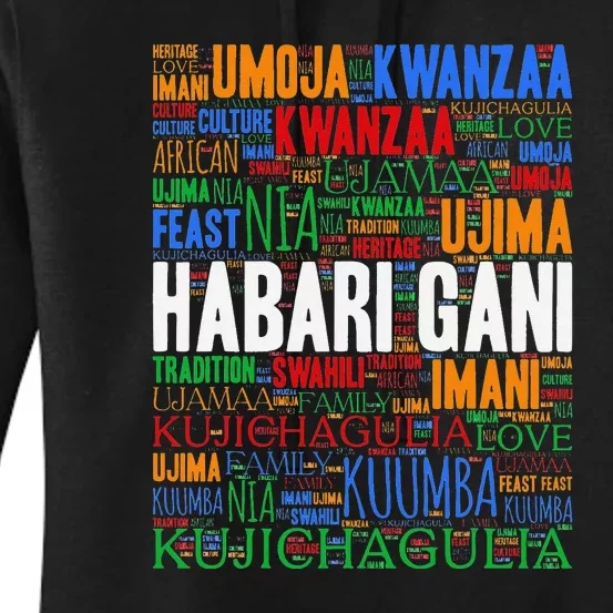 Kwanzaa Habari Gani 7 Principles Swahili Women's Pullover Hoodie