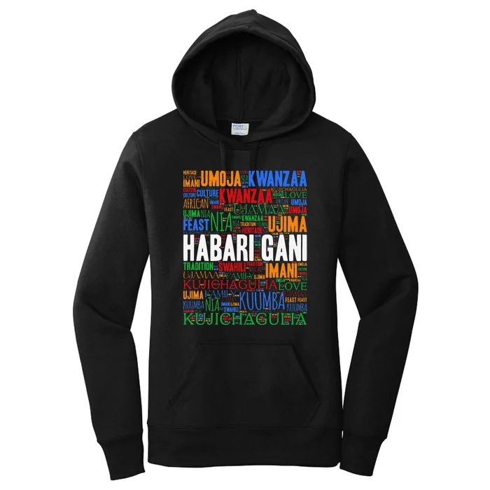 Kwanzaa Habari Gani 7 Principles Swahili Women's Pullover Hoodie