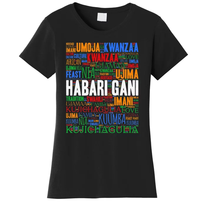 Kwanzaa Habari Gani 7 Principles Swahili Women's T-Shirt