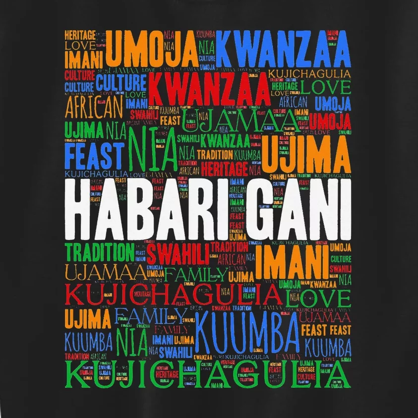 Kwanzaa Habari Gani 7 Principles Swahili Kids Sweatshirt