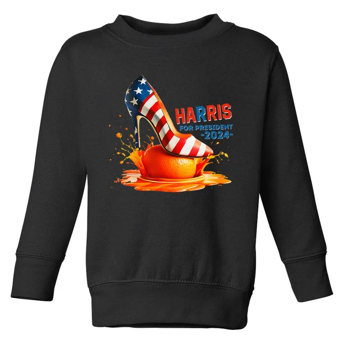 Kamala Harris High Heel Crush Orange Toddler Sweatshirt