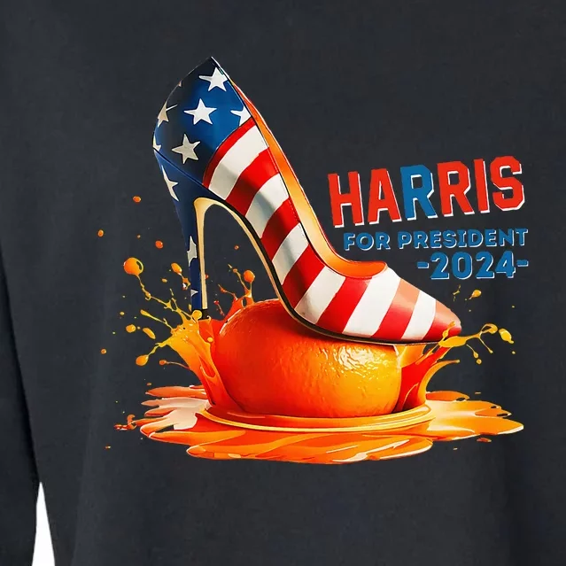 Kamala Harris High Heel Crush Orange Cropped Pullover Crew