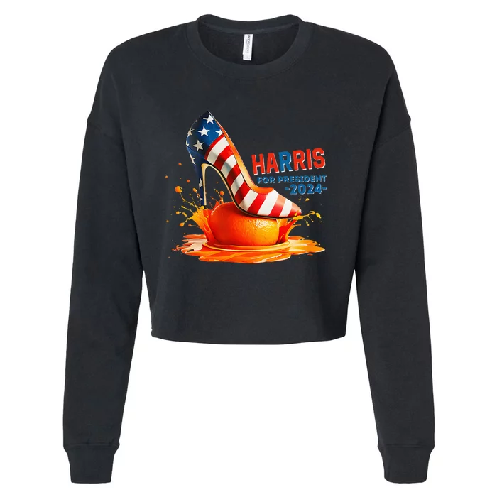 Kamala Harris High Heel Crush Orange Cropped Pullover Crew