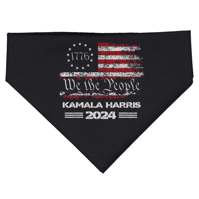 Kamala Harris Harris 2024 Us Flag Democratic President Gift USA-Made Doggie Bandana