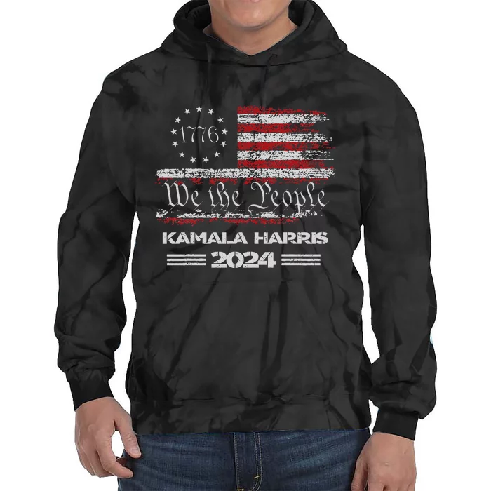 Kamala Harris Harris 2024 Us Flag Democratic President Gift Tie Dye Hoodie