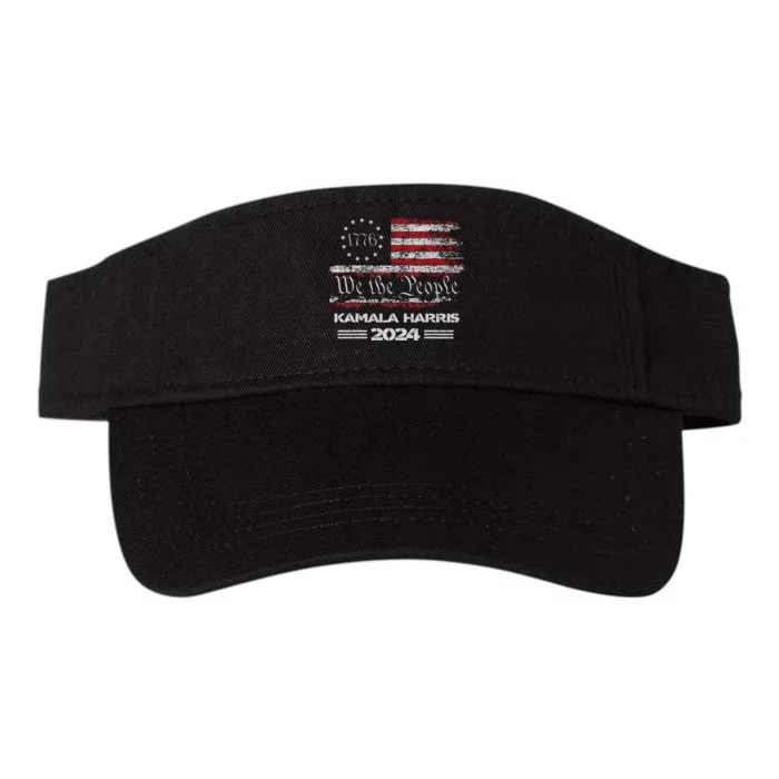 Kamala Harris Harris 2024 Us Flag Democratic President Gift Valucap Bio-Washed Visor