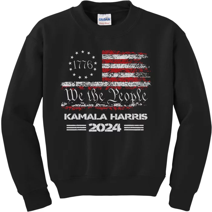 Kamala Harris Harris 2024 Us Flag Democratic President Gift Kids Sweatshirt