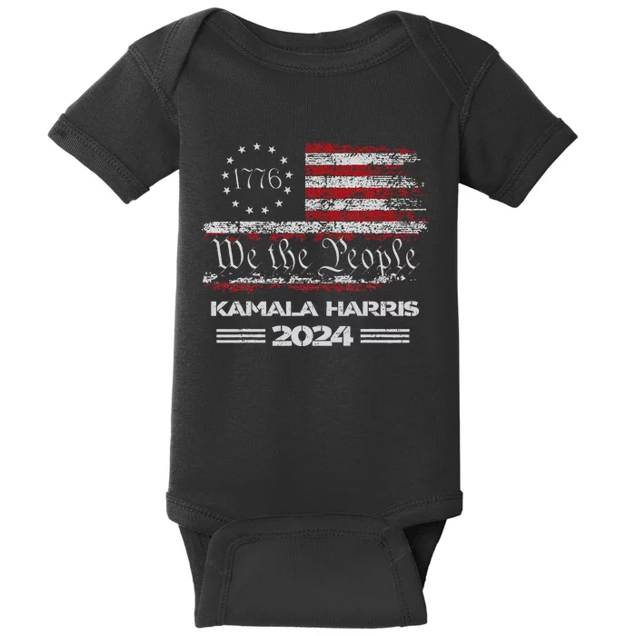 Kamala Harris Harris 2024 Us Flag Democratic President Baby Bodysuit