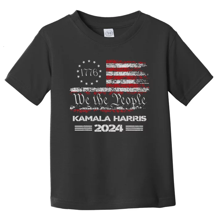 Kamala Harris Harris 2024 Us Flag Democratic President Toddler T-Shirt