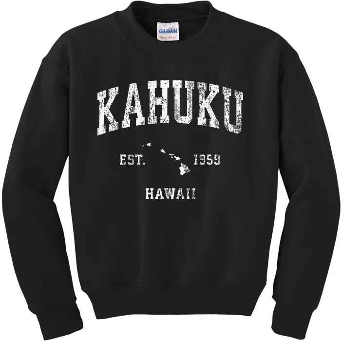 Kahuku Hawaii Hi Vintage Athletic Sports Design Kids Sweatshirt